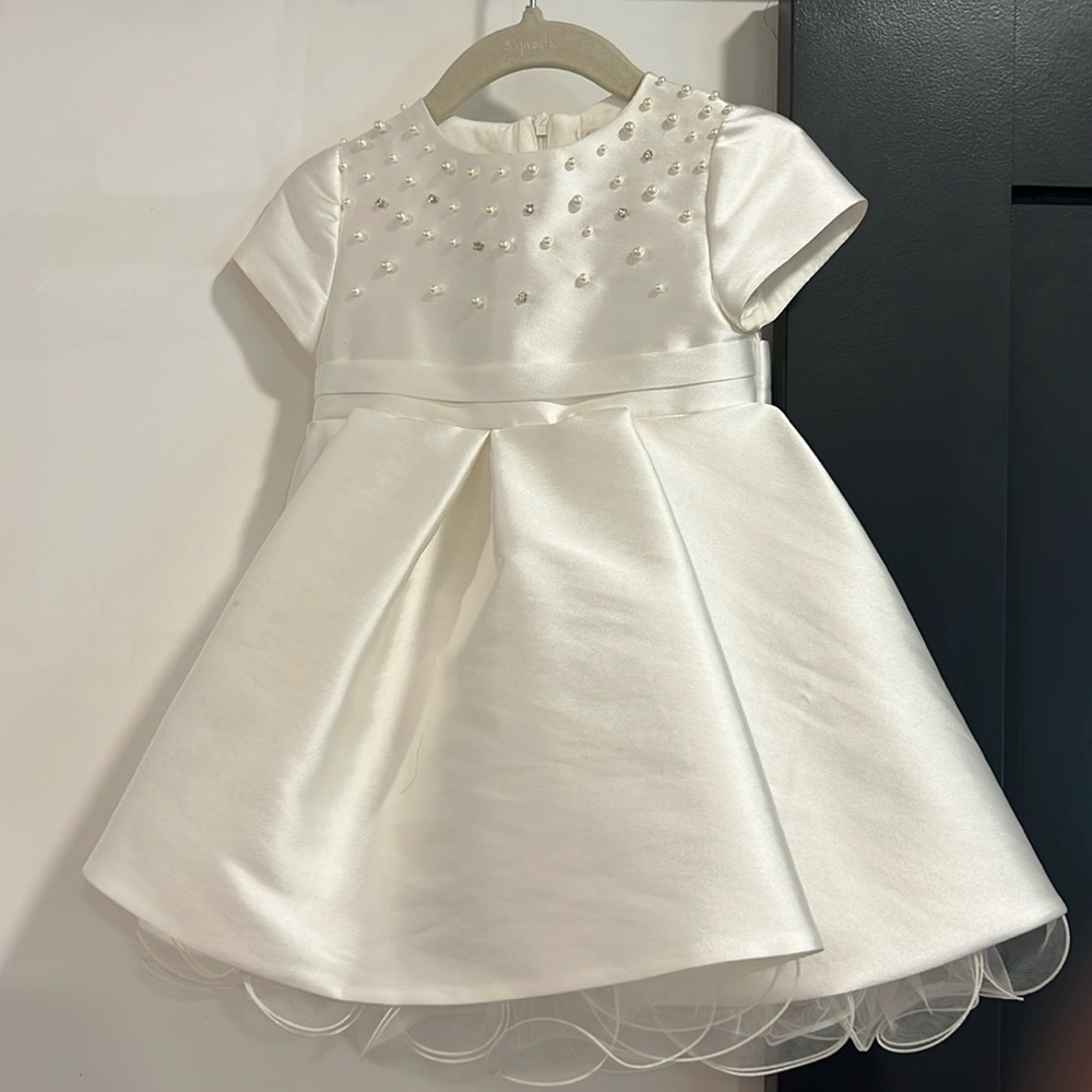 Beaded Baby Flower Girl Dress, size 12 months. Worn once